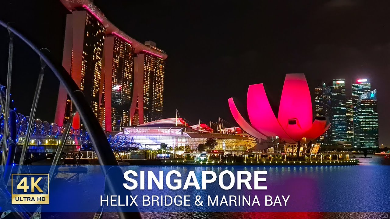 Helix Bridge Night Walking Tour (4K UHD) - Travel Guide Video