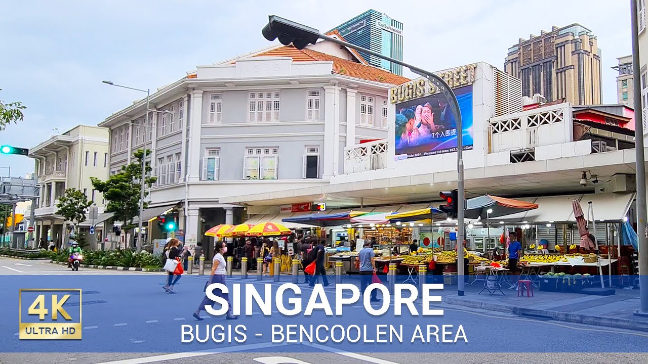Singapore Bugis - Bencoolen Road Walking Tour (4K UHD) - Travel Guide Video