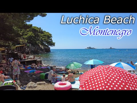 Petrovac, Luchica Beach, Montenegro, 🌡T+35C°🌞,  August - Virtual Walking Tour - Travel Guide